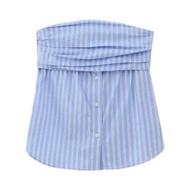 Imagem de Top Feminino Vintage Sem Alças, Estilo Corset, Ajuste Slim, Costas Des