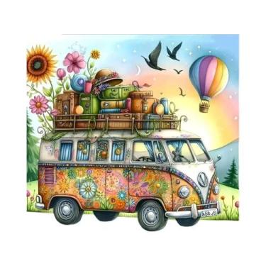 Imagem de Kit De Artesanato DIY Mosaico De Diamantes Paisagem De Ônibus E Balão 