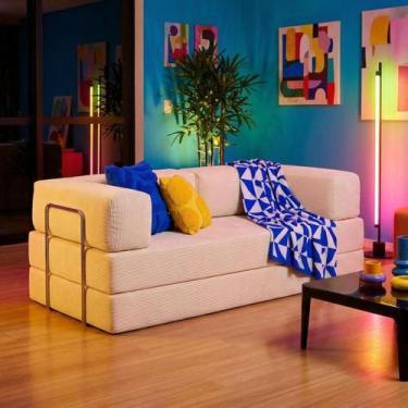 Imagem de Sofá Cama Flowin Retrátil Modular Inflow Bouclé Bege Vem Na Caixa Comp