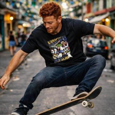 Imagem de Camiseta Masculina Preta Vini Jr Idolo Brasil Seleção Copa 100% Algodão Premium Fio 30.1-Masculino