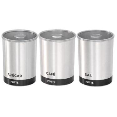 Imagem de Kit Potes Herméticos Porta Mantimentos Café Açúcar Sal 1,2L Organizado