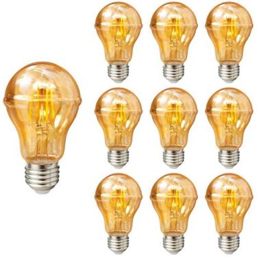 Imagem de 10 Lâmpada Filamento Led Retrô Pera A60 Luz Quente 4W 110V - Avant