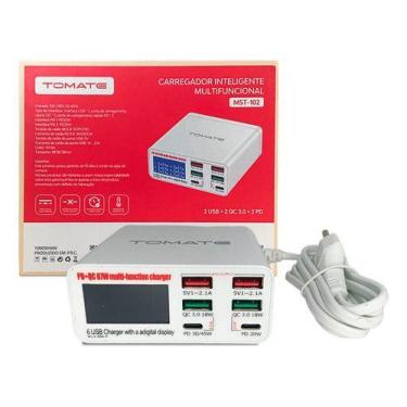 Imagem de Carregador Inteligente Com Usb Tipo-c 6 Portas - Tomate