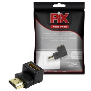 Imagem de Adaptador hdmi plastico - hdmi macho para hdmi femea 90 graus - PIX