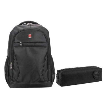 Imagem de Kit Mochila Escolar Notebook V-1069 E Estojo Académie Preto - Vighs - 