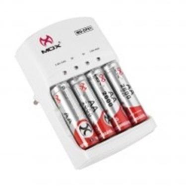Imagem de Carregador De Bateria 9v E Pilhas Com 4 Pilhas Aa 2600 Mah - Mox