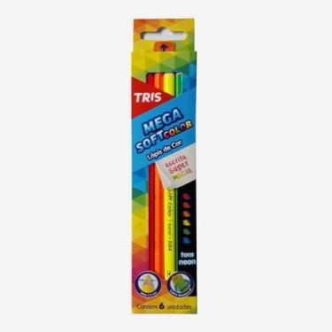 Imagem de Lápis de Cor Mega Soft Color Neon - 6 Cores Vibrantes - Tris