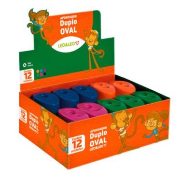 Imagem de Apontador Duplo Oval com Depósito Caixa com 12 unidades Leonora Leo&Le