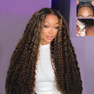 Imagem de Peruca QUANDIAN 26" Deep Wave Balayage Sem Cola 210%