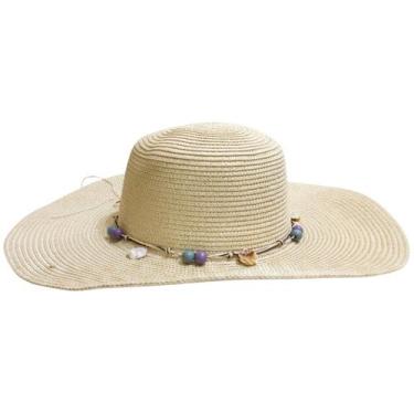 Imagem de Chapéu de Praia Floppy Feminino Palha C/ Corrente Cochas - Dexin, Bege