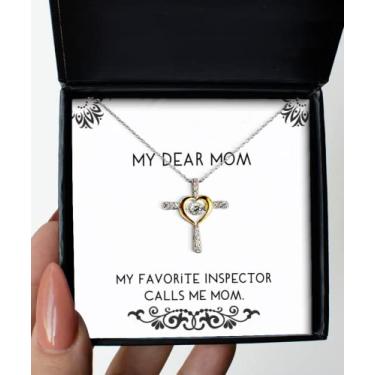 Imagem de SpreadPassion Colar Sarcástico Mom Cross Dancing, My Favorite Inspector Calls Me Mom, Gift For Mom, Inspire Gifts From Daughter, Zinco banhado a prata