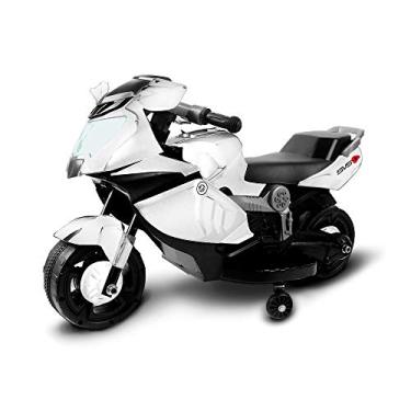 Imagem de Mini Moto Elétrica Infantil com Apoio, Led, som frente e Ré / Branca
