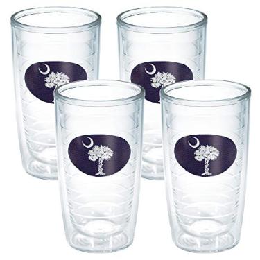 Imagem de Tervis Copo isolado com bandeira da Carolina do Sul, 473 g, pacote com 4 - sem tampa, azul-marinho e branco