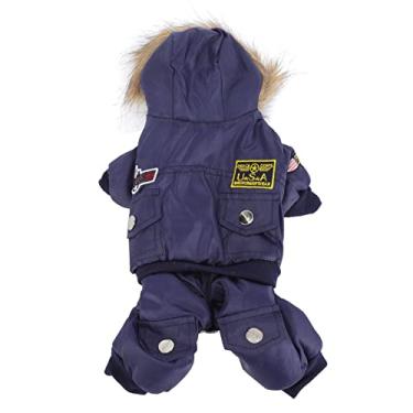 Imagem de Zerodis Casaco de inverno para cães de estimação, roupas de algodão espessantes outono inverno roupas acolchoadas de bolinhas com capuz quente para cães pequenos e médios