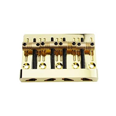 Imagem de Guyker Ponte de baixo de 4 cordas de alta massa com selas de latão usinadas CNC vintage de substituição para baixo elétrico Jazz (GB403, dourado)