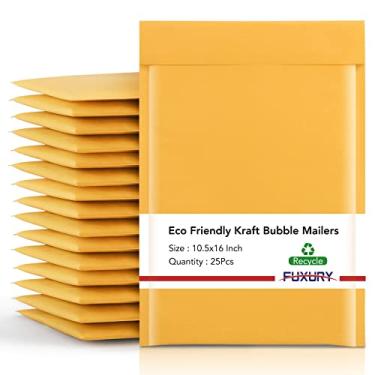 Imagem de Envelopes acolchoados Fuxury #5 26,67 x 40,64 cm Kraft Bubble Mailers, Amarelo, 10.5x16 25pcs