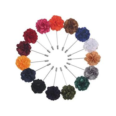 Imagem de Pangda Broche de lapela masculino de 15 peças feito à mão com caixa de presente para terno e noivo (multicolorido A), Multicolorido A, M