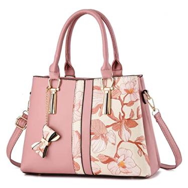 Imagem de Bolsas e bolsas de mão bordadas personalizadas para mulheres bolsa de couro com alça superior bolsa de ombro grande, rosa
