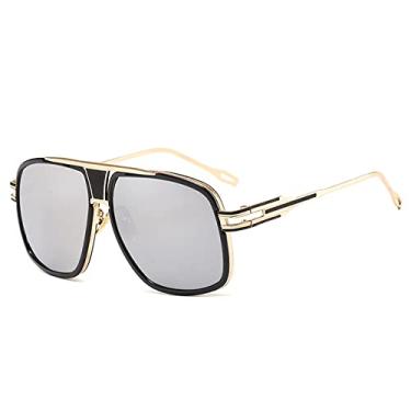 Imagem de Óculos de sol quadrados grandes vintage masculinos designer de luxo metal sombras de condução Steampunk óculos masculinos na moda UV400, mercúrio preto, tamanho único