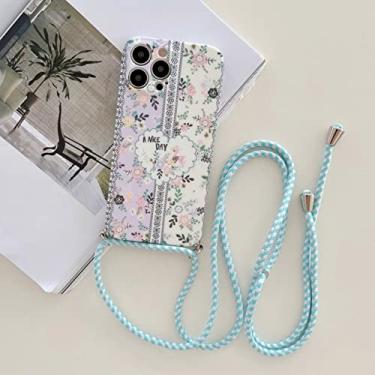 Imagem de Colar Crossbody Cordão Flores Capa Para iPhone 13 11 12 Pro XS Max XR 7 8 Plus SE3 Pássaros Floral Colorido Capa Macia, A07, Para Iphone 7,8