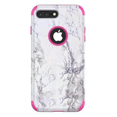 Imagem de 3 em 1 capa protetora de padrão de mármore para iphone 13 12 11 pro max x xr xs max 7 6 s 8 plus hard pc silicone capa traseira à prova de choque, rosa vermelha, para iphone 6 6s