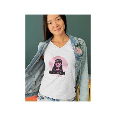 Imagem de Baby Look Girl Power Branca Tamanho G