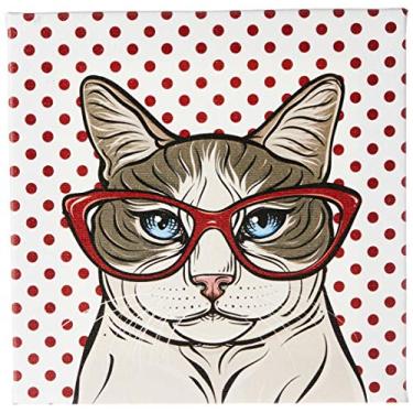 Imagem de Arte Maníacos Quadro Decorativo em Tela Canvas Gato de Óculos - 46x32,5cm