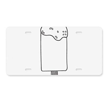 Imagem de DIYthinker Placa de licença de sorvete de gergelim com desenho preto, placa de licença de aço inoxidável