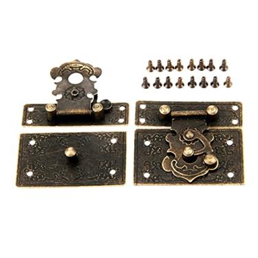 Imagem de 2pcs antique bronze trinco hasps gavetas travas para móveis jóias caixa de madeira malas 55 * 47mm hasp trinco com parafusos YYDFPIIA