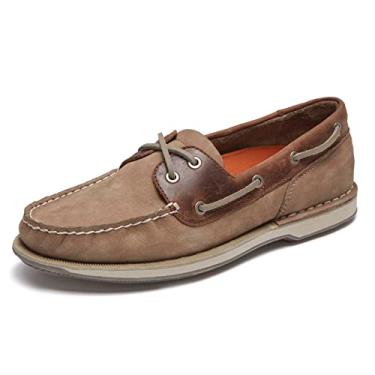 Imagem de Rockport Tênis masculino Perth Boat, Couro nobuck acastanhado/cera de abelha, 6.5 X-Wide