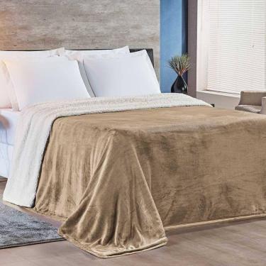 Imagem de Cobertor Magnific Casal King Sherpa Com Manta Microfibra Toque Lã Carneiro 01 Peça - Cáqui Bege