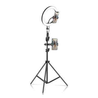 Imagem de Anel de luz 10 polegadas/26 cm LED selfie anel luz com tripé regulável lâmpada de anel fotografia com suporte de telefone para maquiagem vídeo selfie luz (cor: SH-HXD-10-05)