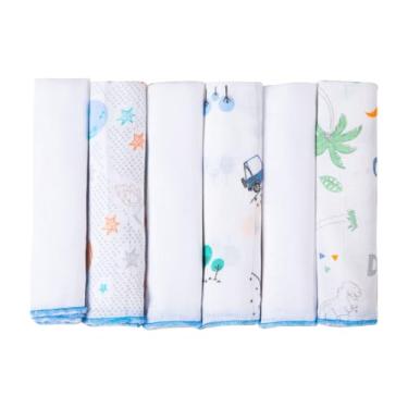 Imagem de KIT PANINHO DE BOCA BEBÊ COM 6 UND 100% ALGODÃO 30x30cm 100% ALGODÃO BABETE (MENINO)