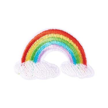 Imagem de Airssory 100 peças de pano de bordado computadorizado arco-íris ferro em costurar remendos acessórios de fantasia apliques para roupas camisas mochilas - 56 x 35 mm