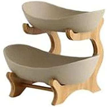 Imagem de Cesta de frutas tigela de frutas 3 andares porcelana 3 andares tigela de frutas casa sala estar prato frutas simplesmente criativo mesa de café, duas camadas