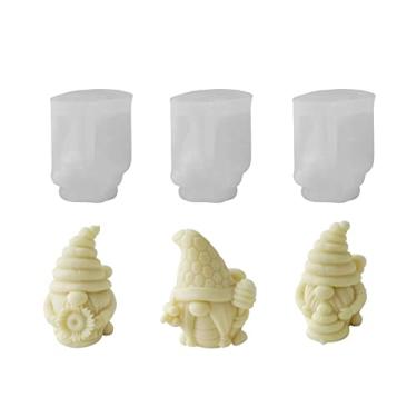 Imagem de Xidmold 3 moldes de sabão de vela anã de abelha, moldes de silicone de gnomo de abelha 3D para chocolate, doces, decoração de bolos, vela de cera de soja, sabão, gesso, arte de resina