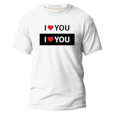 Imagem de Camiseta Masculina I Love You Estampada Manga Curta Confortável (GG, Branco)