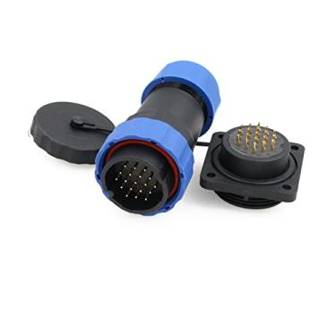 Imagem de ZBLZGP SD28 28 mm quadrado impermeável IP68 Aviação LED conector de fonte de alimentação soquete anteparo conector fêmea macho (19 pinos)