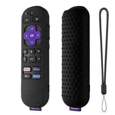 Imagem de Capa de silicone para controle remoto Roku Streaming Stick 4k, Roku Express 4K+ Remote, Roku Voice Remote (oficial) RCA1R 2023, capa para controle remoto Roku Express com cordão (preto)