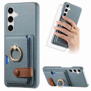 Imagem de Asuwish Capa de telefone para Samsung Galaxy S24 5G capa carteira com protetor de tela de vidro temperado e anel fino suporte suporte para cartão de crédito acessórios de celular de couro S 24 24S