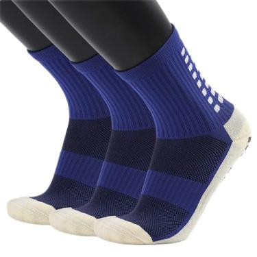 Imagem de Andoer Meias antiderrapantes masculinas de futebol Meias longas atléticas Meias absorventes esportivas para basquete, futebol, voleibol, corrida, trekking, caminhada, 1 par / 3, pares