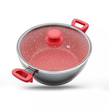 Imagem de Panela Philco PPN24A Redstone Antiaderente com Tampa de Vidro 4,6L - Cinza/Vermelho