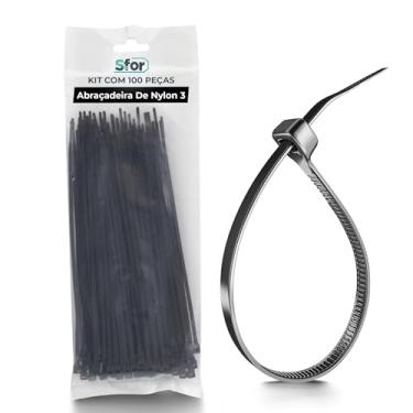 Imagem de Sforplast Sfor | Abraçadeira De Nylon 3 5X200 Mm Preta | 100 Peças | Fita Para Organização De Fios E Cabos Lacres E Malotes
