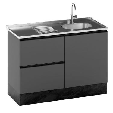 Imagem de Balcão ETNA para Pia Deslocada com Porta Talher 1 Porta e 3 Gavetas Poliman Moveis