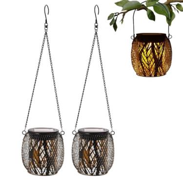 Imagem de Lanterna solar ao ar livre, externa atualizada, pendurada, portátil, 2 em 1, luzes solares, decorações de Natal, iluminação, lanterna solar à prova d'água para árvore, jardim, quintal, pátio, type7