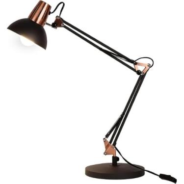 Imagem de Luminária Abajur de Mesa Moderna Articulável com Detalhes e Base ou Garra de Sustentação (Preto/Base)