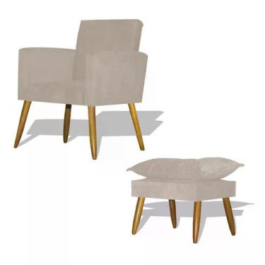 Imagem de Kit Poltrona Decorativa Nina com Puff Opala Azul Turquesa - Divini, Be