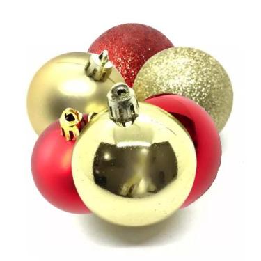 Imagem de Decoração Arvore de Natal 12 Lindas Bolas Natalinas Douradas ou Vermel