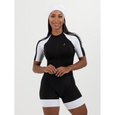 Imagem de Macaquinho De Ciclismo Feminino - Forro GEL - Impulse Branco Black Sav