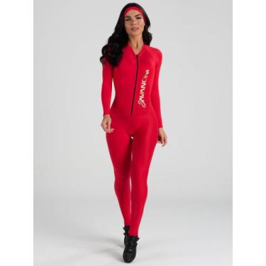 Imagem de Macacão De Ciclismo Feminino Longo Vermelho Golden Savancini (2502), G